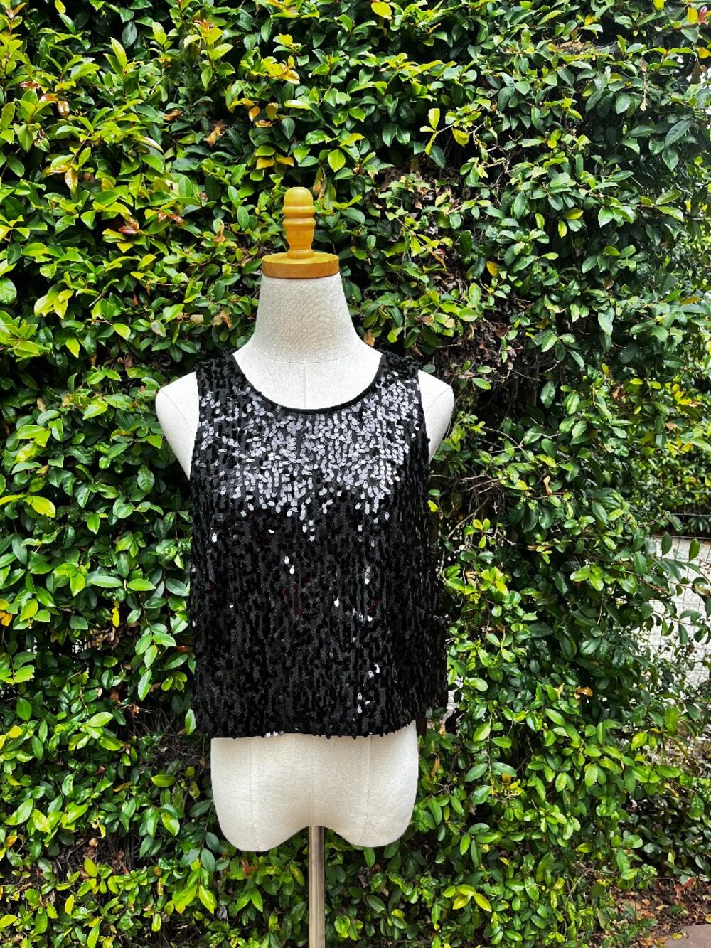 Black Sequin Crop Top - Cute - Classic!  XL